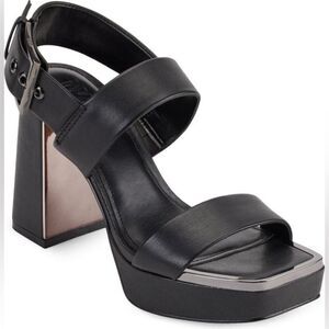 DKNY Bibiana Slingback Platform Sandals Ankle-Strap Block Heel, pumps, shoes 10